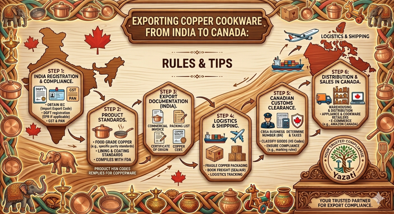 Exporting Copper Cookware from India to Canada: Rules & Tips