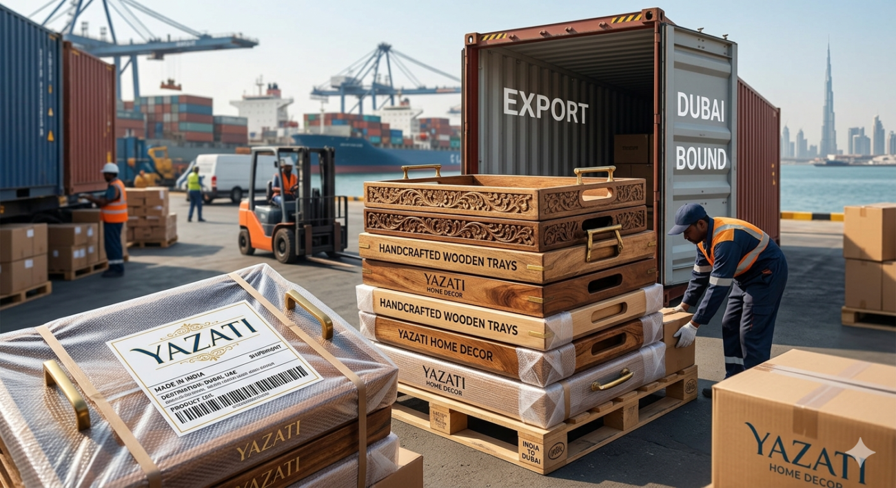 How to Export Wooden Serving Trays from India to Dubai
