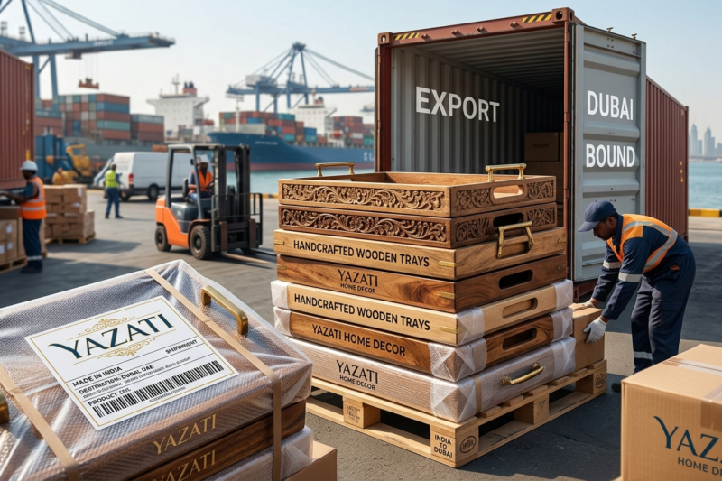How to Export Wooden Serving Trays from India to Dubai